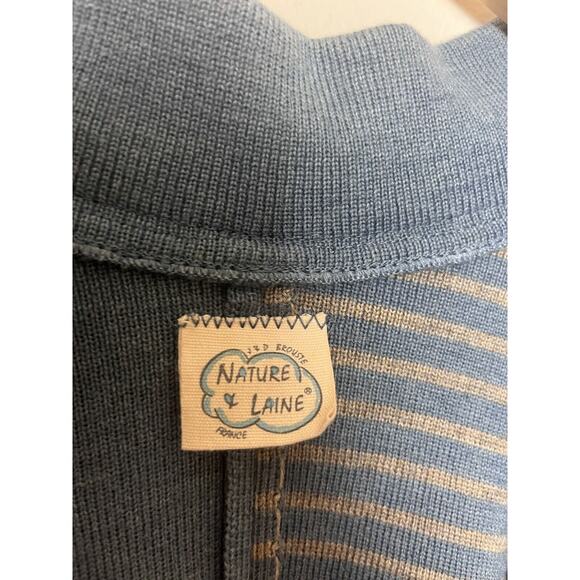 Nature & Laine Blue Wool Poncho Cardigan Made in France One Size - Picture 13 of 14